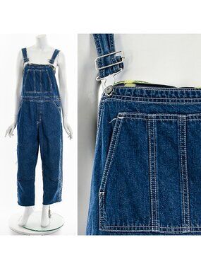 Distressed Patchwork Denim Overalls